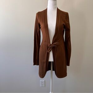 In Wear Women's Medium Brown Open-Front Tie Cardigan Soft Layering *Flaw